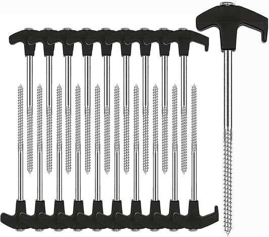 Cheardia 20 Pack Tent Stakes Heavy Duty, 8 Inch Tent Stakes Tent Pegs Camping Non-Rust Ground Stakes for Camping Patio, Garden, Canopies, Grassland, Outdoor (Black)