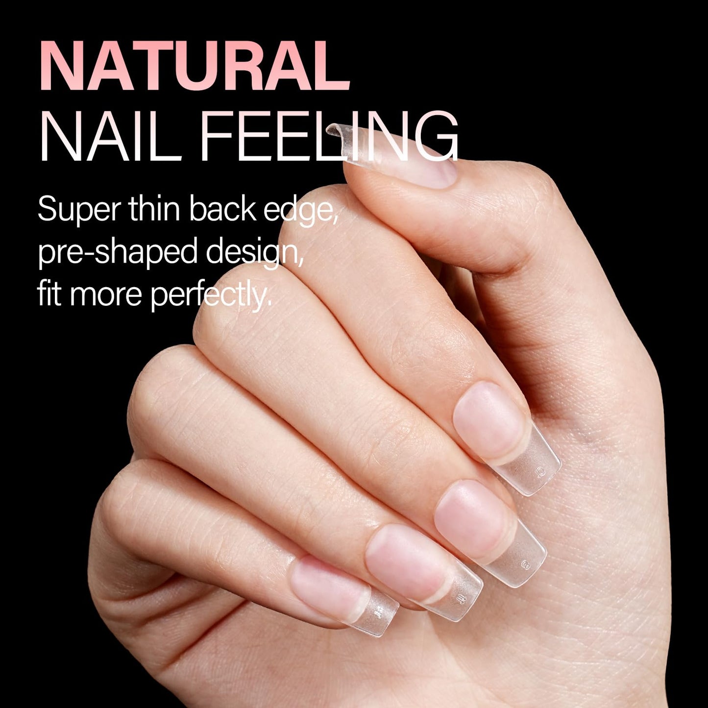AILLSA Short Square Nail Tips 15 Sizes 240pcs Full Cover Gel Tips Double Matte No Need Base Coat Fake Soft Nail Tips for Press On Nail Extension
