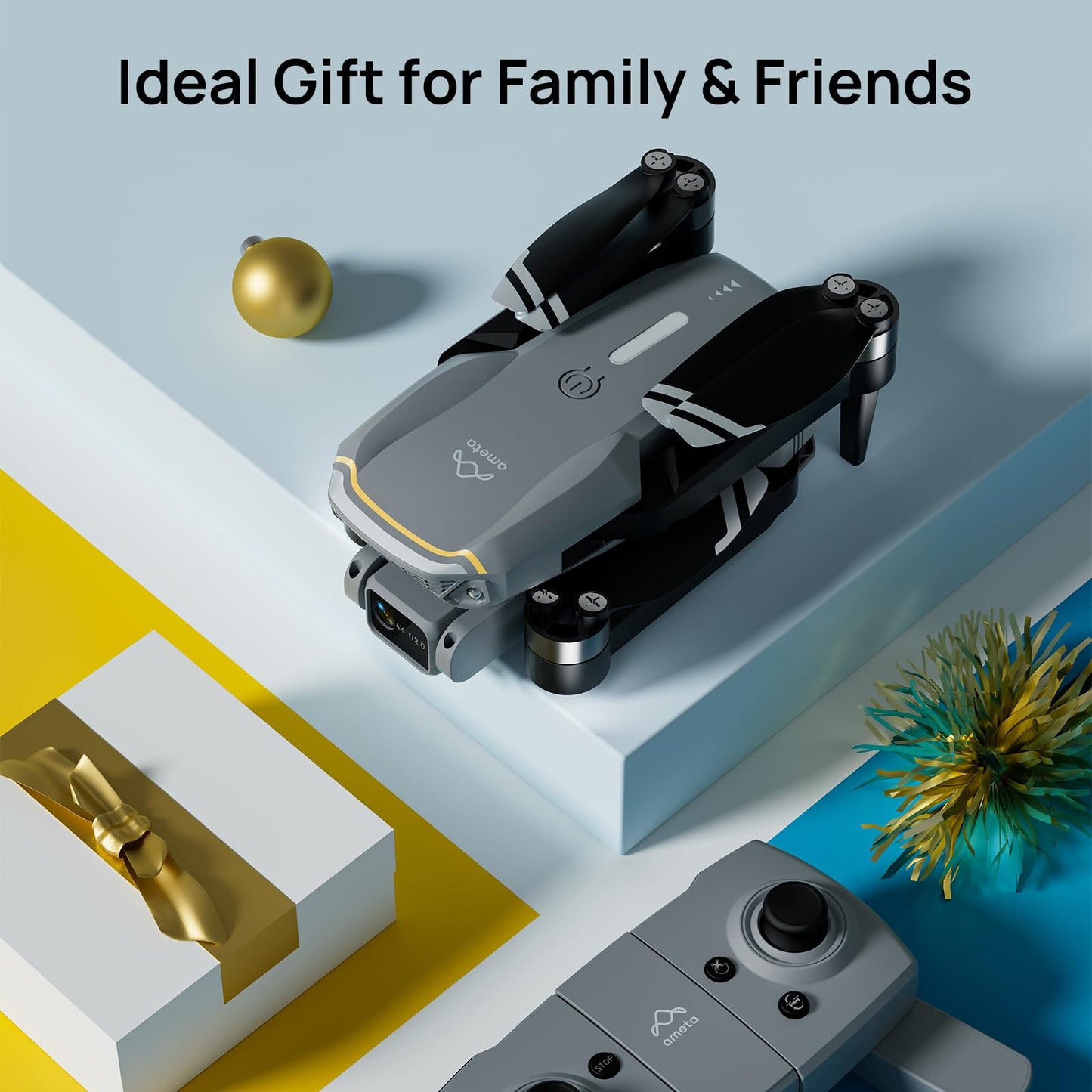 Ameta Drones with Camera for Adults 4k UHD, S20 Lite Brushless Motor FPV Foldable RC Drones for Adults Kids Beginners with 36 Mins Long Flight, Altitude Hold, Headless Mode, Circle Fly, 360° Flips, Cool Toys Gifts for Men Boys(Under 249G)