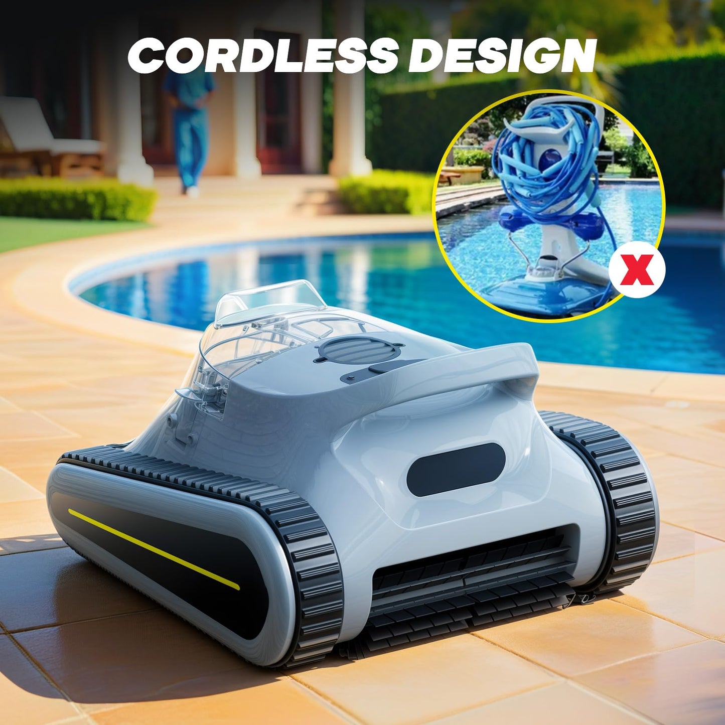 (2025 New) Seauto Crab Cordless Robotic Pool Vacuum, Wall-Climbing, Automatic Pool Cleaner, Suitable for Walls and Floors of 1614 Square Feet Pool