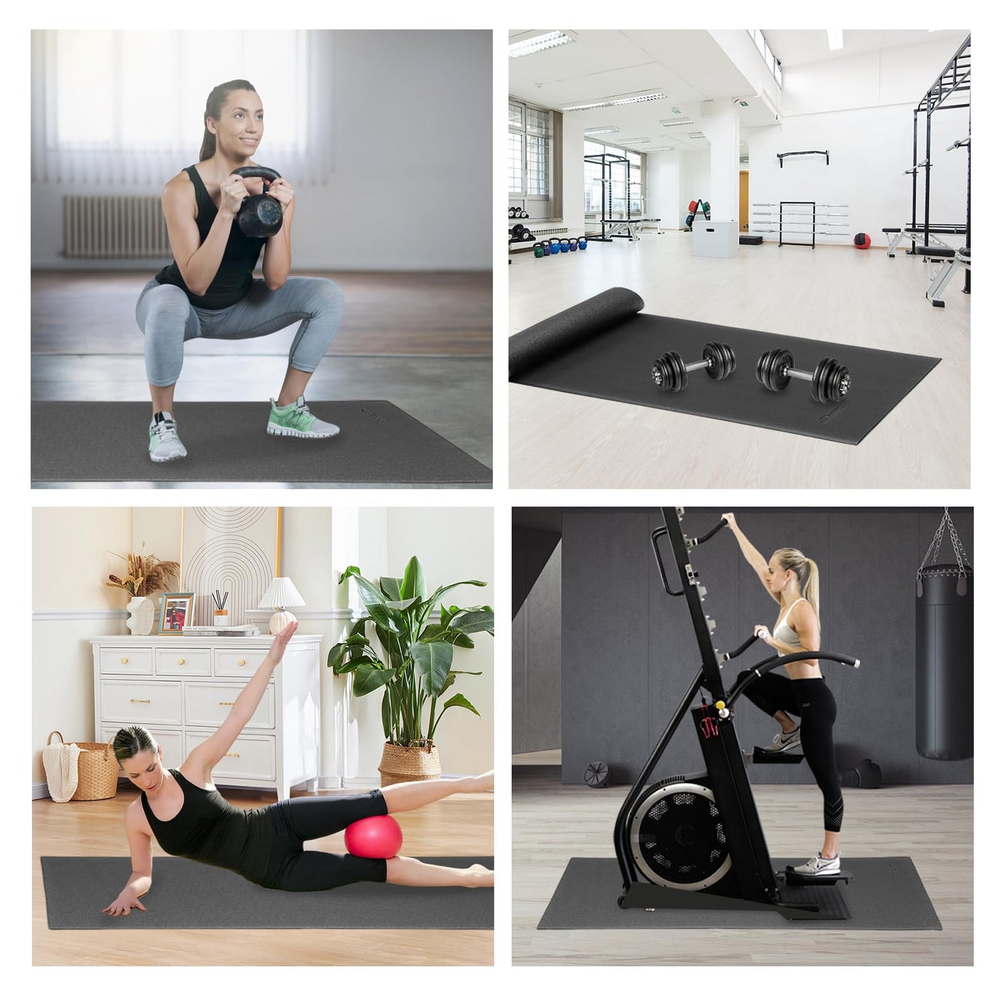 Primero Basics Treadmill Mat for Exercise Equipment – 72" x 48" Rubber Floor Protector Mat for Home Gym, Bike, Rowing Machine – Anti-Slip PVC, Easy to Clean, Workout or Garage Gym Flooring