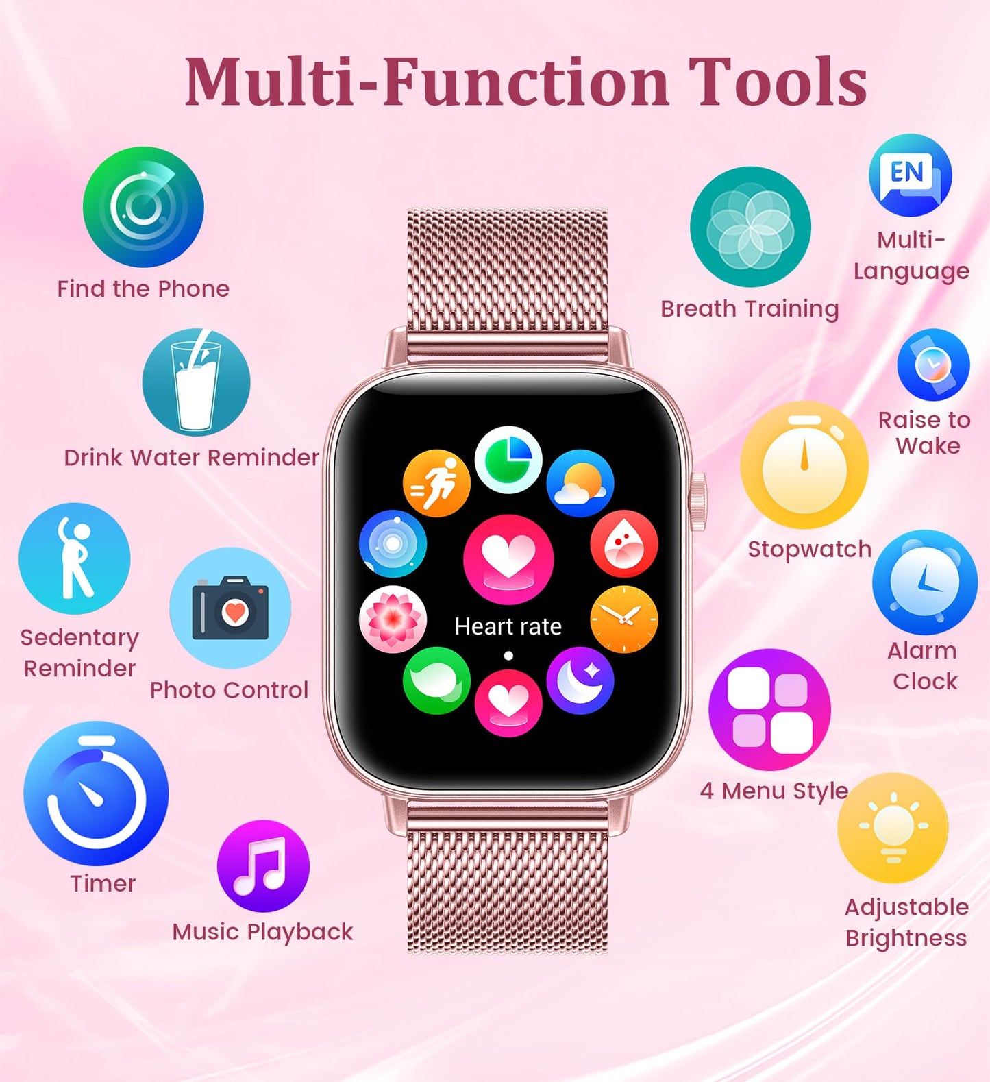 1.83'' Smart Watch for Women with Bluetooth Call (Answer/Dial), Activity Fitness Tracker with 100+ Sport Modes Heart Rate/Sleep Monitor Pedometer, Women Smartwatches Compatible Android Phone iPhone