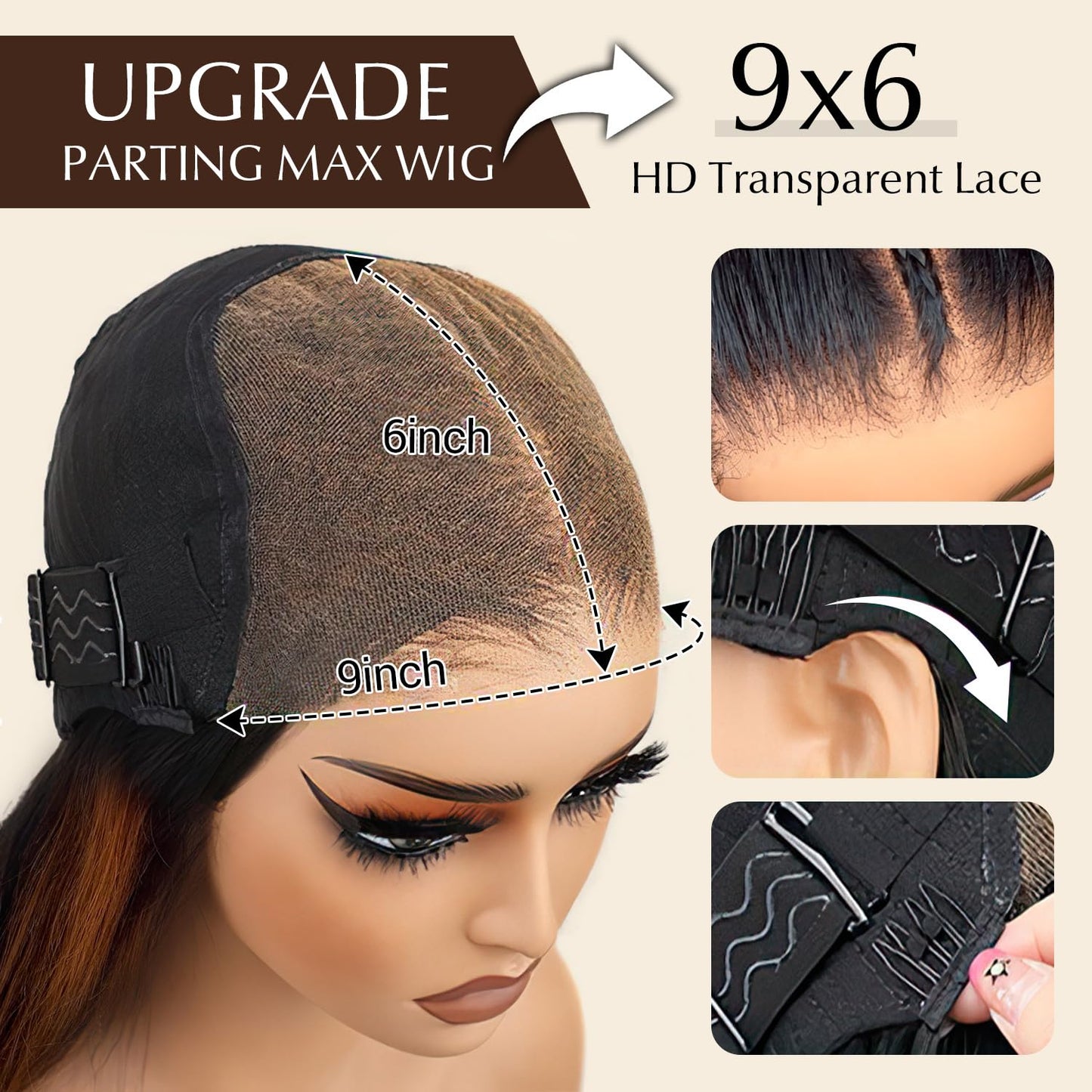 AMIRTY Ombre Lace Front Wig Human Hair 200% Density Glueless Braided Wigs Human Hair for Women 9x6 HD Bleached Knots Highlight Straight Lace Front Wigs Human Hair 20 Inch