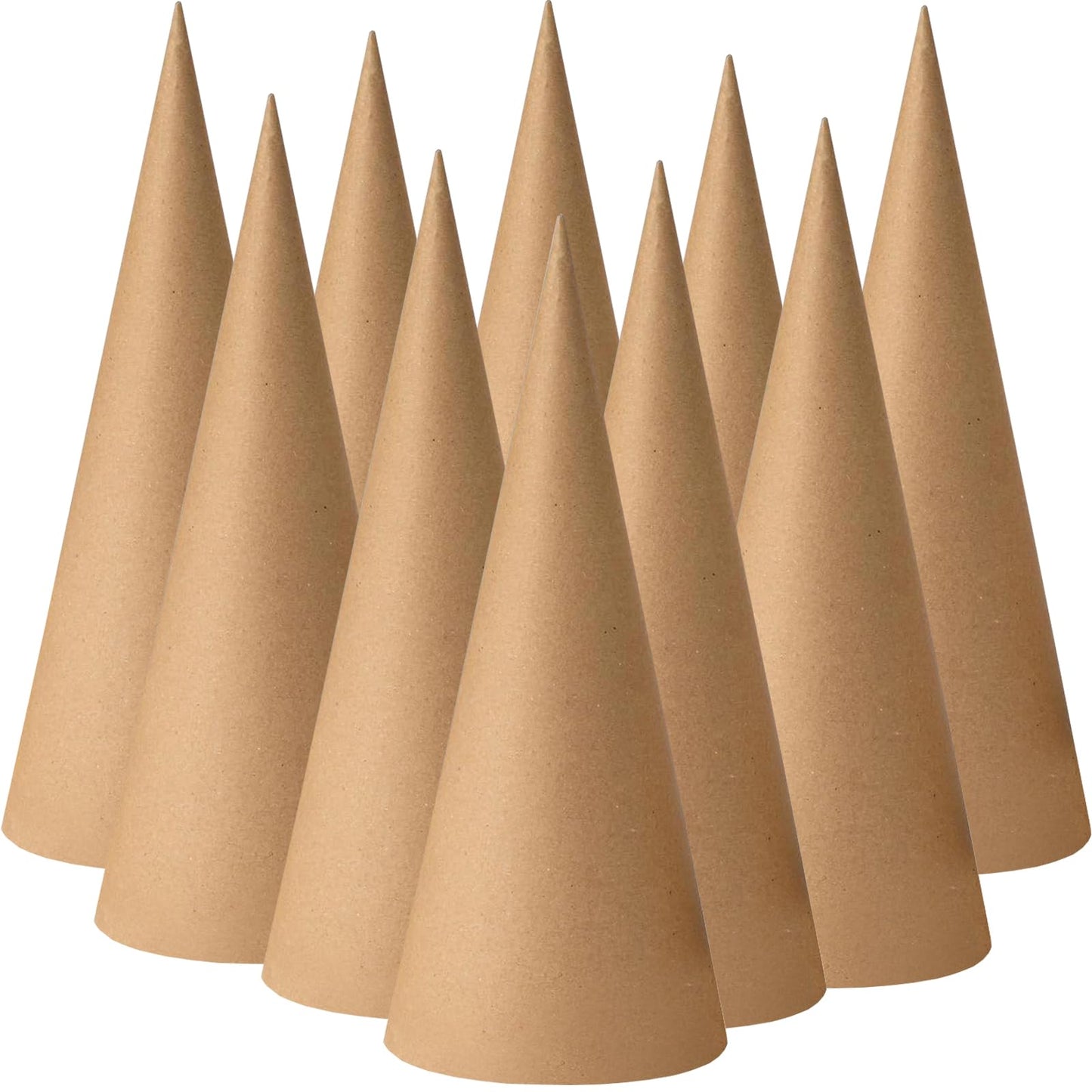 10 Pcs Paper Mache Cones Open Bottom 13.8 x 5 in, Extra Thick Cardboard Craft Cone for Christmas Gnomes Christmas Tree Decoration DIY Art Crafts