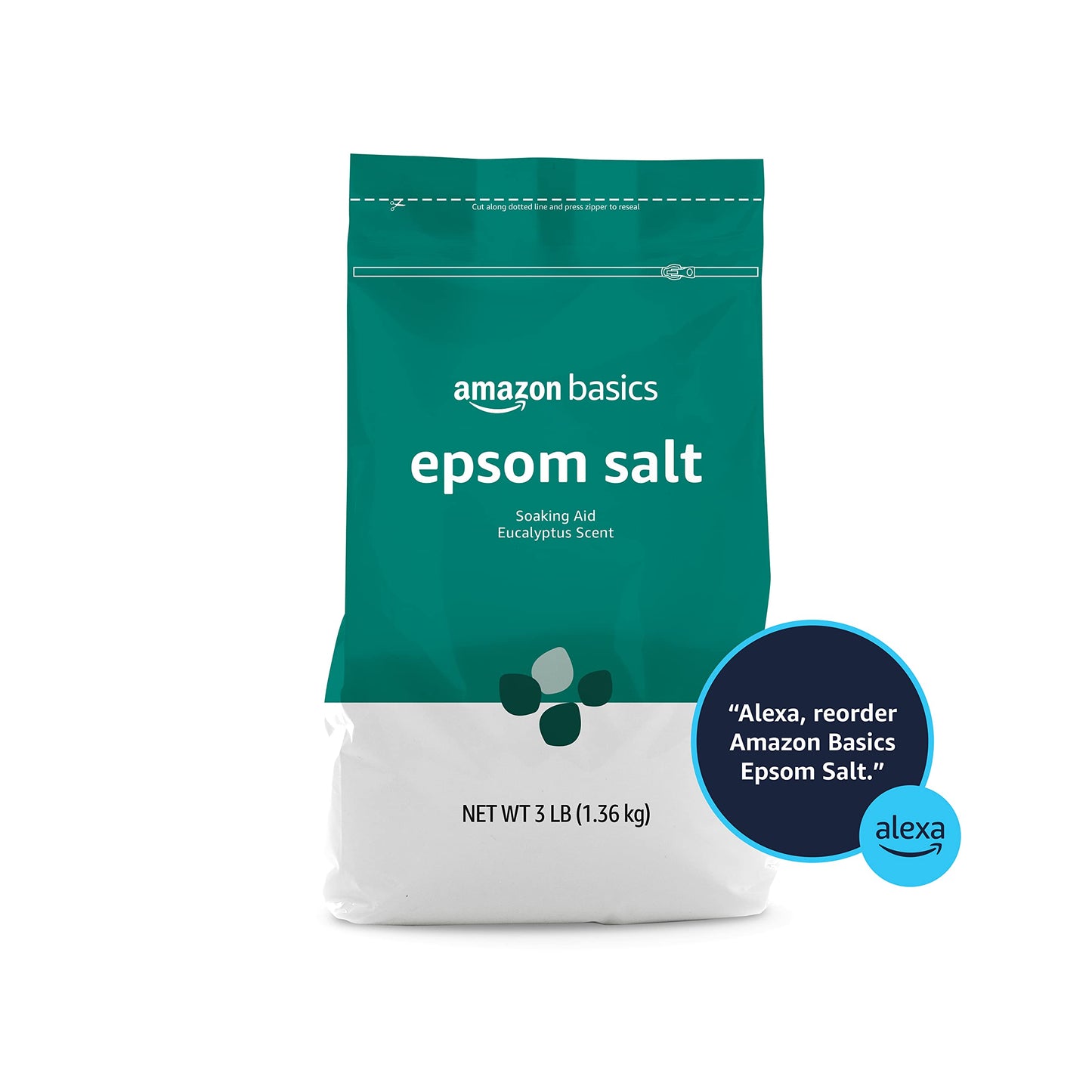 Amazon Basics Epsom Salt Soaking Aid, Eucalyptus Scented, 3 Pound (Pack of 6) (Previously Solimo)