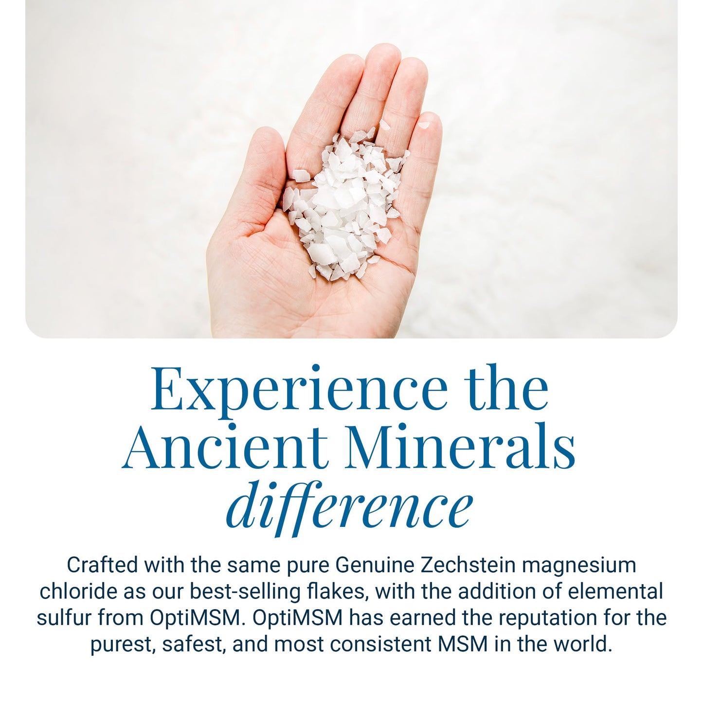 Ancient Minerals Magnesium Bath Flakes Ultra with OptiMSM – Pure Zechstein Magnesium Chloride and Organic Sulfur Bath Salts, Soothing Mineral Soak for Skin & Body, 1.65 lb