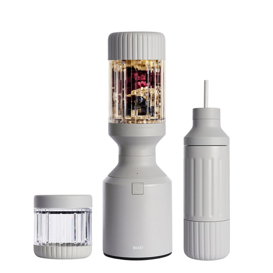 Beast Blender Tonal | Kitchen Countertop Design | Blend Smoothies and Shakes, Dressings, Sauces, Dips | Stainless Steel Bottle | Straw Cap and Straws Included | 1000W (Pebble Grey)