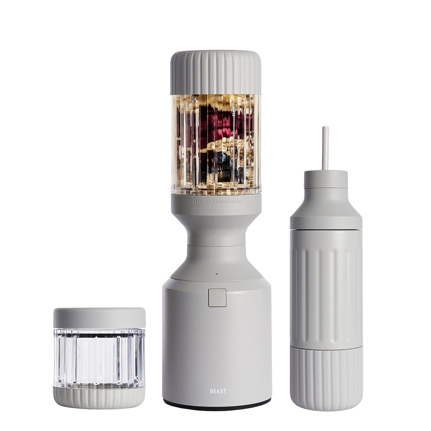 Beast Blender Tonal | Kitchen Countertop Design | Blend Smoothies and Shakes, Dressings, Sauces, Dips | Stainless Steel Bottle | Straw Cap and Straws Included | 1000W (Pebble Grey)