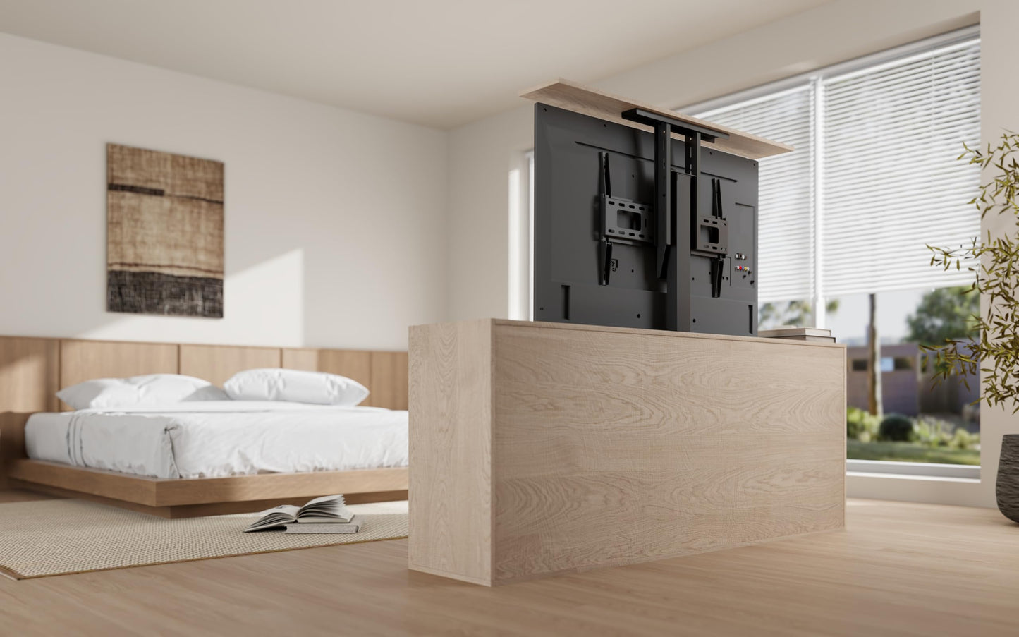 ynVISION.DESIGN Motorized TV Lift Mount for 37"-77" TV's | Vertical Lift Motor TV Stand with RF Remote and Smart Phone Control via WiFi