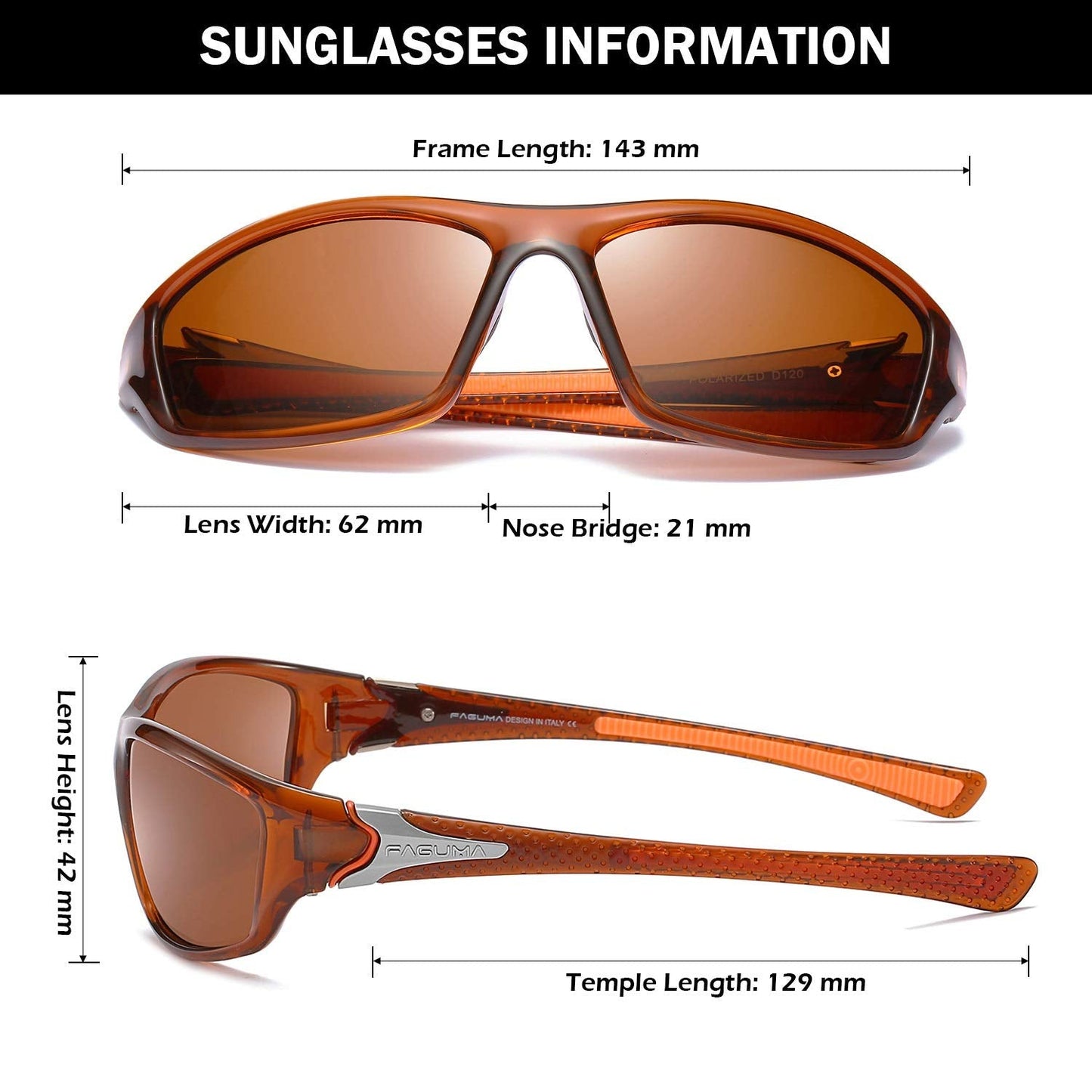 FAGUMA Sports Polarized Sunglasses For Men Cycling Driving Fishing 100% UV Protection