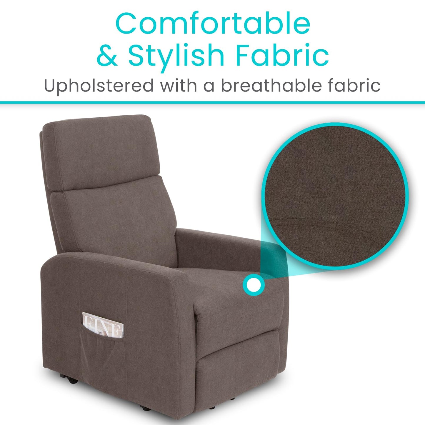 Vive Power Lift Recliner Chair - for Adults, Elderly & Senior - Compact Electric Standing Seat with Remote Control - Comfortable & Heavy Duty Fabric Cushion for Living Room - Safely Stand