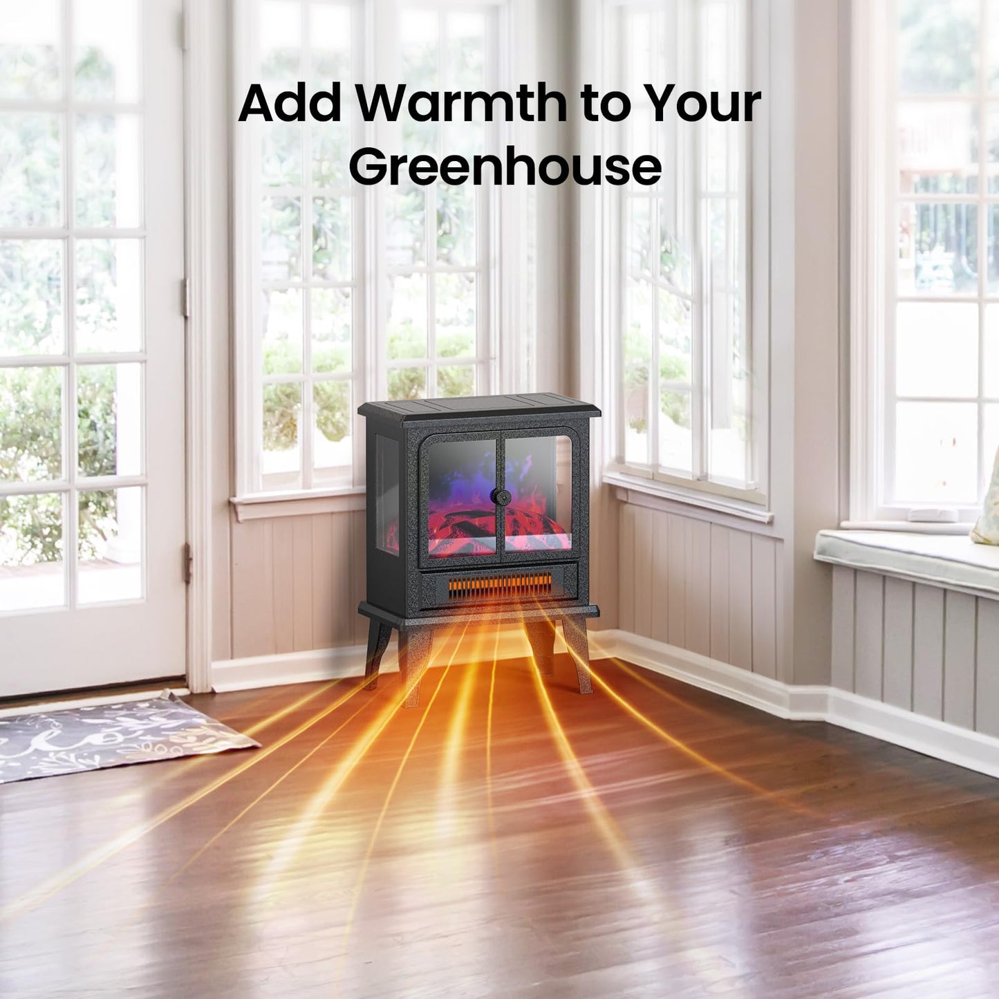 Air Choice Electric Fireplace Heater, 18.9" FreeStanding Fireplace Stove with 3D Flame, 750W/1500W Indoor Space Heater with Overheating Protection, Electric Heating for Living Room, Bedroom