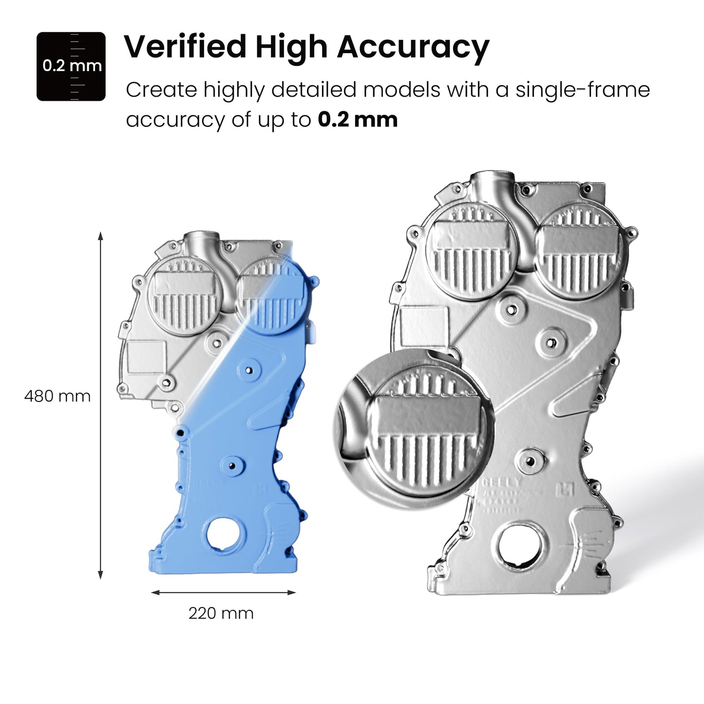 Revopoint Inspire 3D Scanner for 3D Printing Handheld, 3D Printer Scanner 0.2mm Precision, Full Color 3D Model Scanning for Car Customization, Digital Art, DIY Projects, Support Android/iOS/Mac/Win