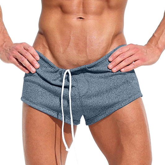 MYNKYLL Summer New Men's Thread Solid Color Sexy Tight Shorts Sports 3/4 Pants H and M (A2-Purple, XXXL)