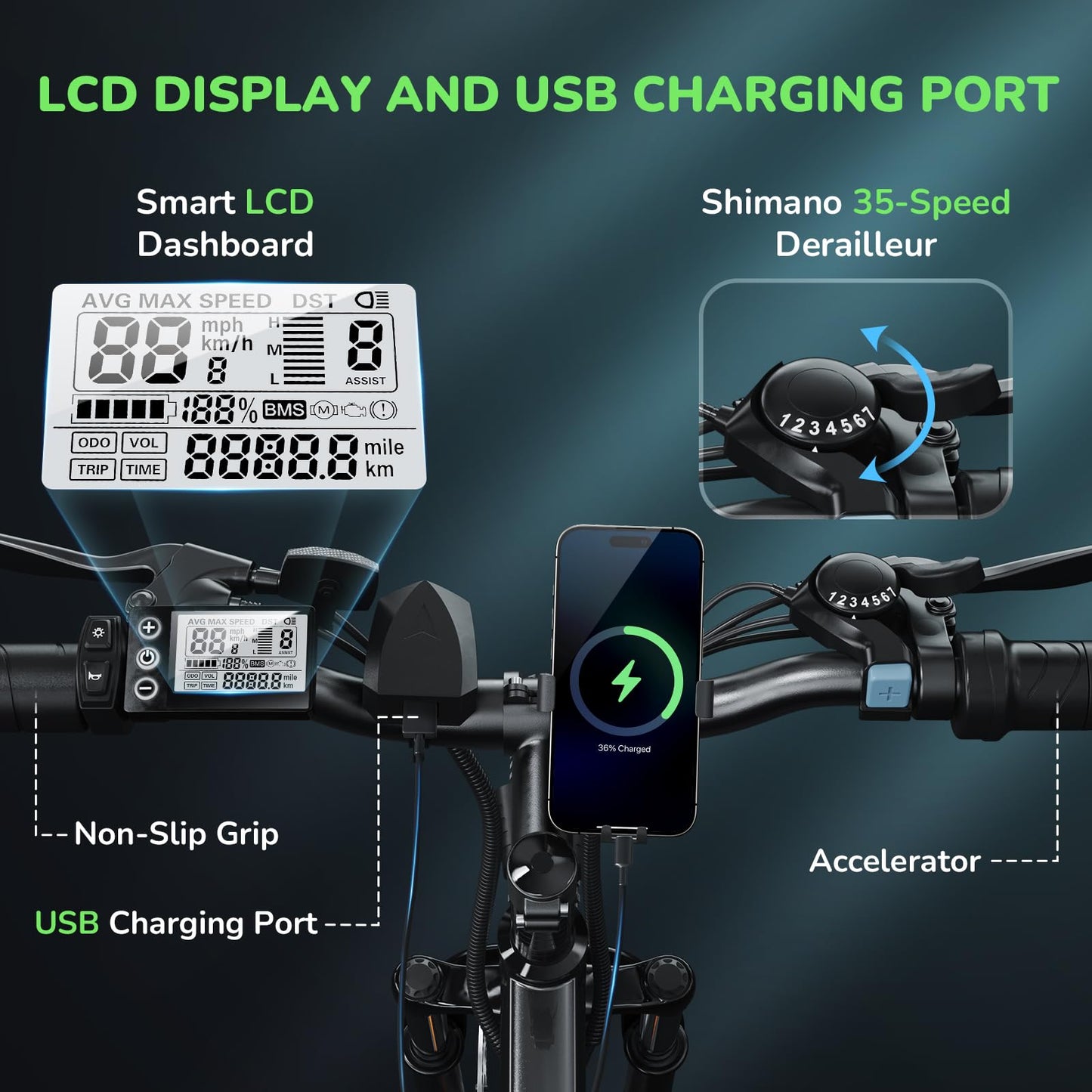35-Speed Electric Bike for Adults 750W 26" Tire Commuting Electric Mountain Bike 20MPH Range 55+ Miles 374.4Wh Removable Battery Front Fork Suspension Fenders Lightweight Electric Bicycle,Black