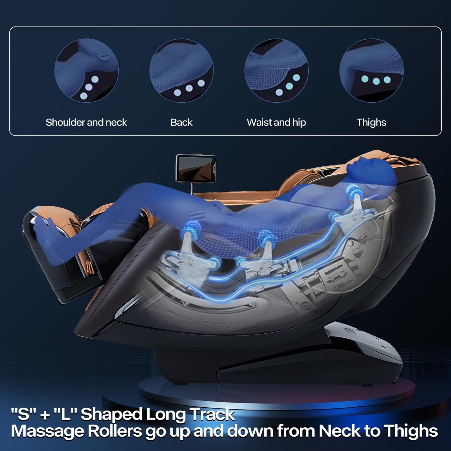 Alfine A710 Pro 2025 4D Massage Chair iRest System, Full Body Zero Gravity Recliner with SL Track, Yoga Stretching, Health Detection, APP Control, and Electric Calfrest Extension (Brown)