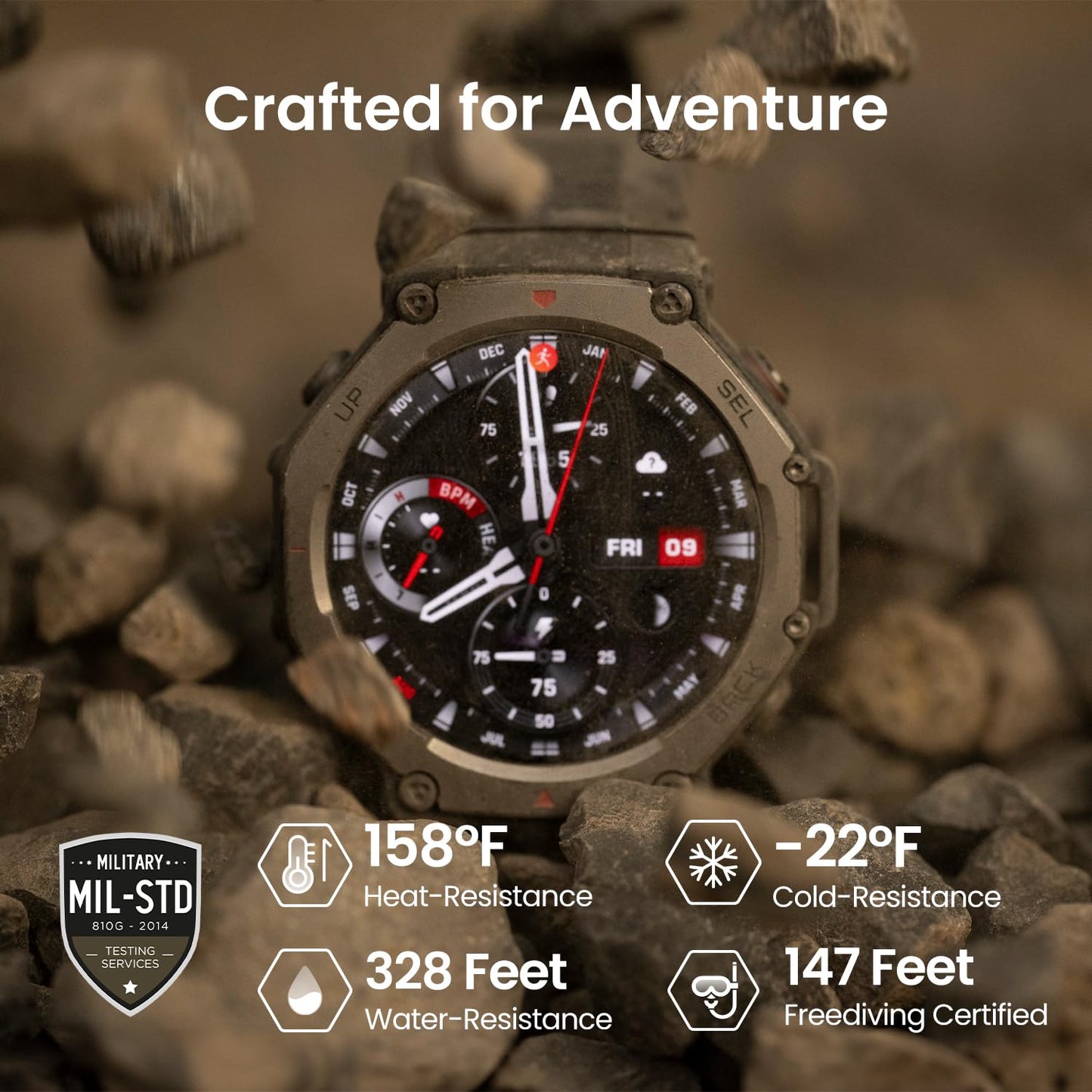Amazfit T-Rex 3 Outdoor Smart Watch 48mm AMOLED Display, Offline Maps & Navigation, 6 Satellite Systems Dual Band GPS, 27 Days Battery Life, 170+ Sports Mode, 45m Freediving for Android, iPhone
