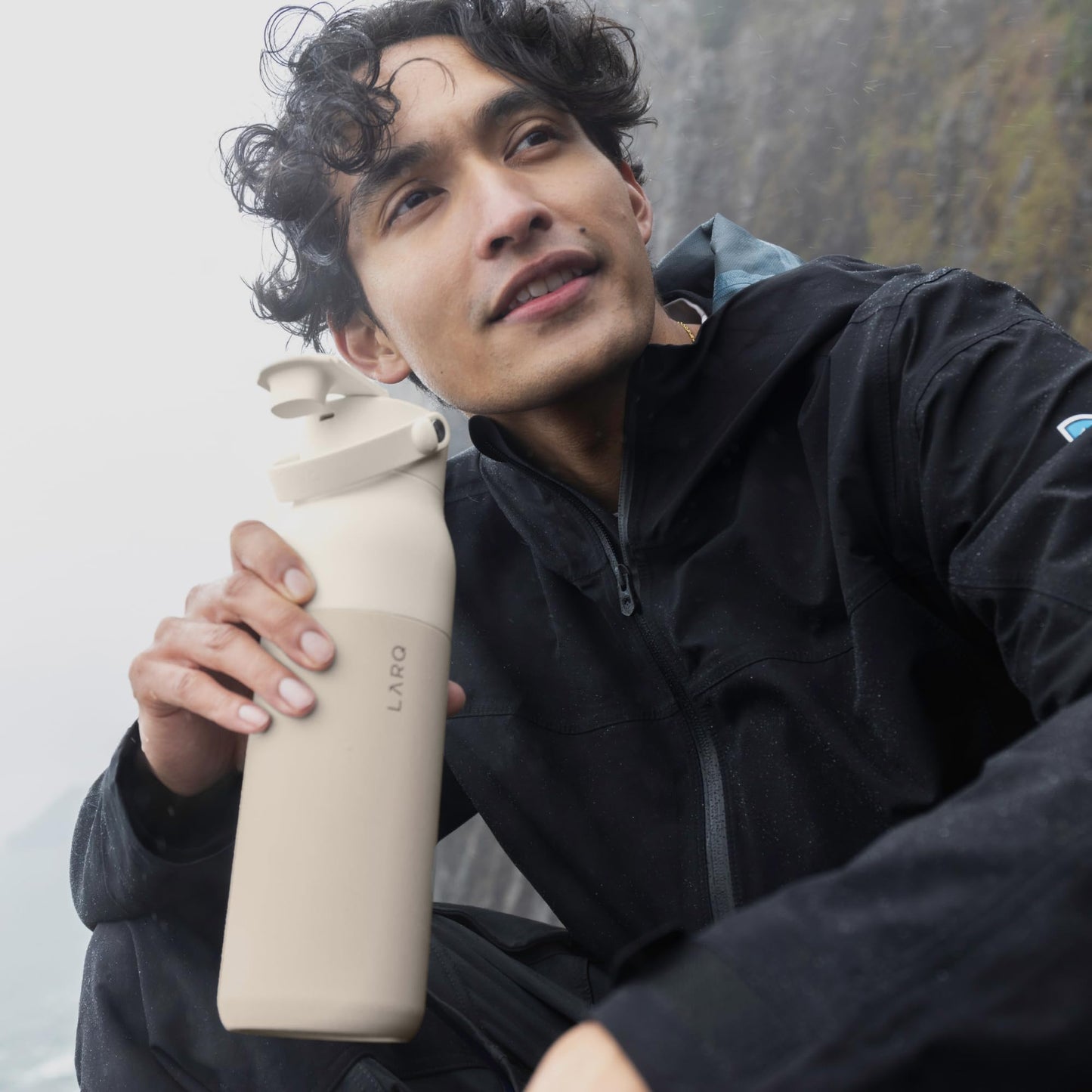 LARQ Bottle PureVis 2 23 oz - UV Water Purifier with Self-Cleaning, App Hydration Tracking, Filter Straw, Detachable Handle, Double-Wall Insulated, Mojave Dune