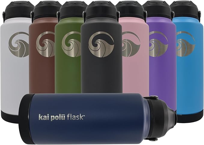 Insulated Stainless Steel Water Bottle (Charcoal (Lanahu), 32 oz)