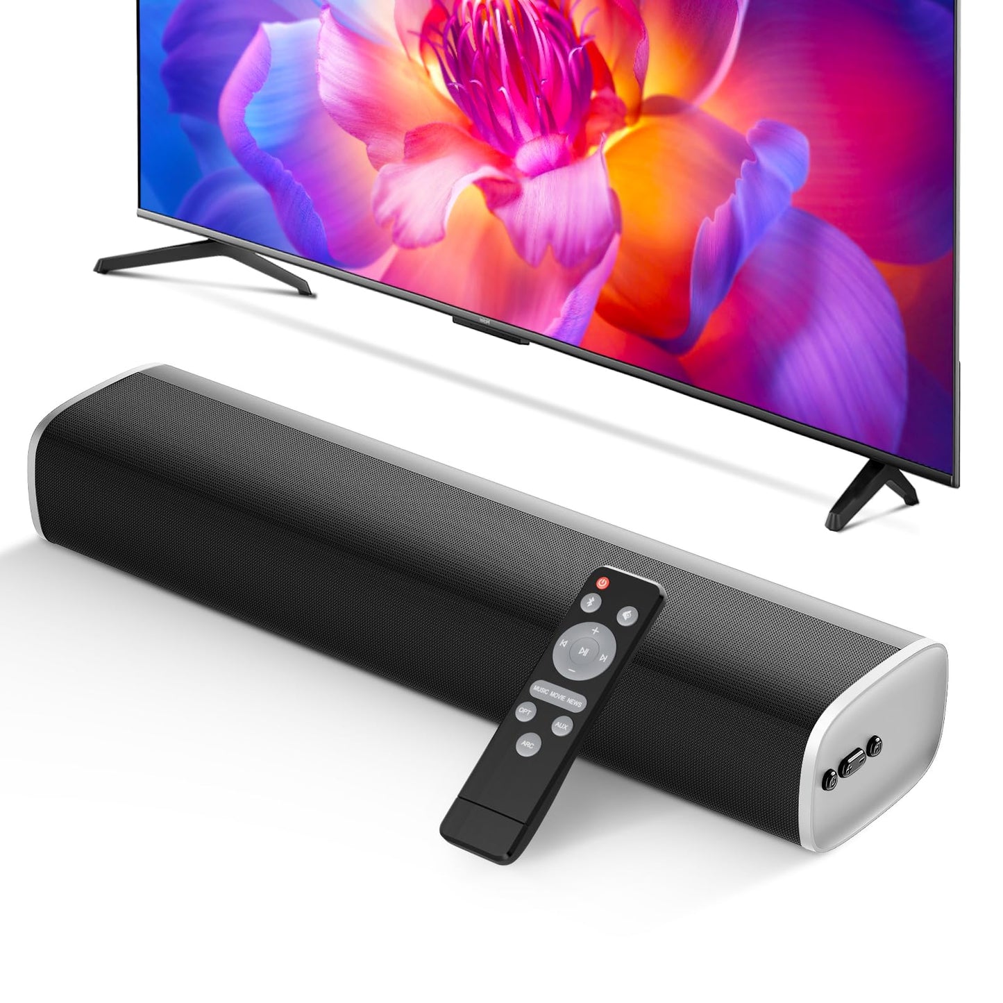 MZEIBO TV Sound Bar, Sound Bars for Smart TV Bluetooth 5.0 Soundbar 50W 17Inch Soundbars with ARC/Optical/AUX Connection Surround for Home Theater Audio
