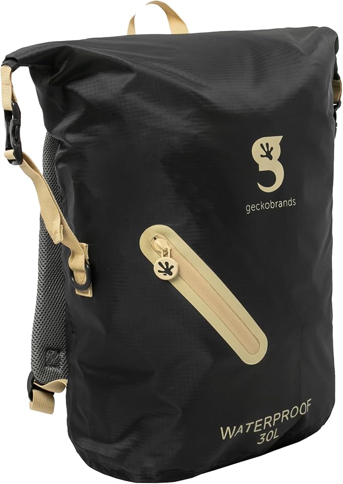 geckobrands Lightweight 30L Waterproof Backpack - Lightweight Watertight Outdoor Bag Hiking Traveling Light Water Activities