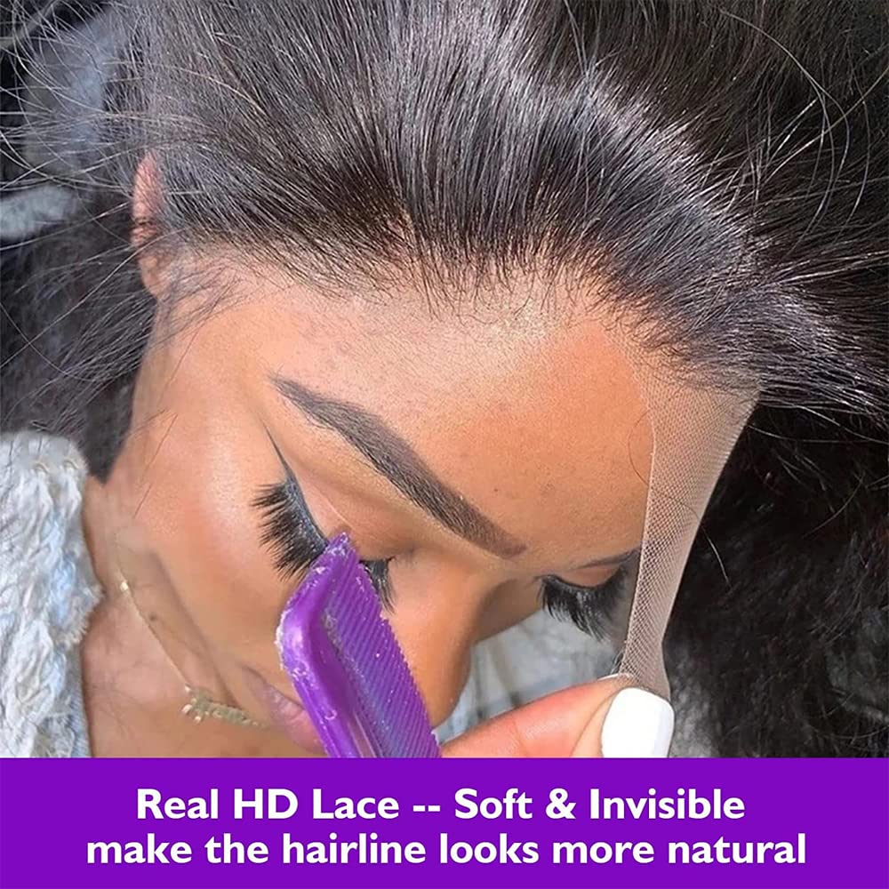 ALLRUN HD 13x4 Lace Frontal Closure Body Wave 10A Ear to Ear 13x4 REAL HD Lace Frontal with Baby Hair Body Wave Human Hair(22 Inch)
