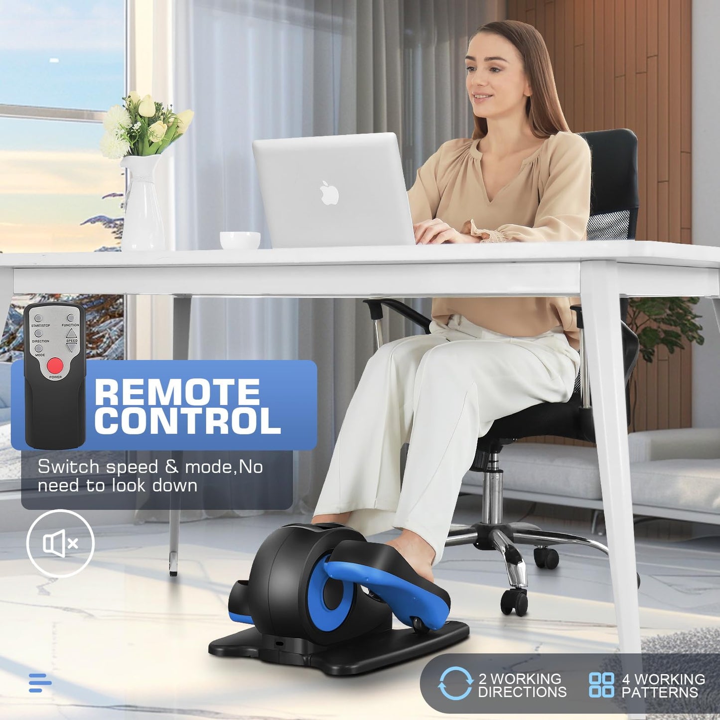 ANCHEER Under Desk Elliptical, Electric Leg Exerciser While Sitting for Seniors, Quiet Portable Ellipse Leg Exerciser as Seen on TV Motorized Seated Pedal Exerciser with Remote Control for Home Office
