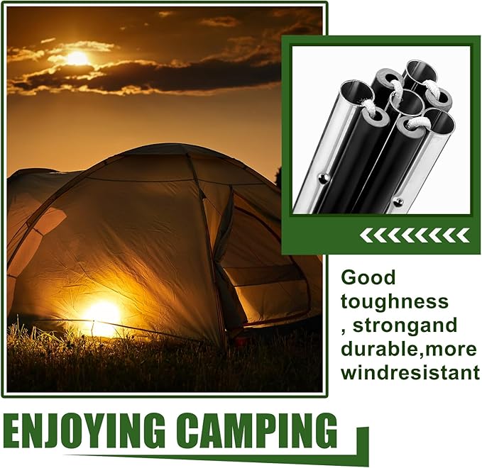 Fiberglass Tent Poles Replacement Pre Assembled Black Tent Pole Tent Replacement Parts Camping Poles for Hiking Outdoor Camping Backpacking Tent