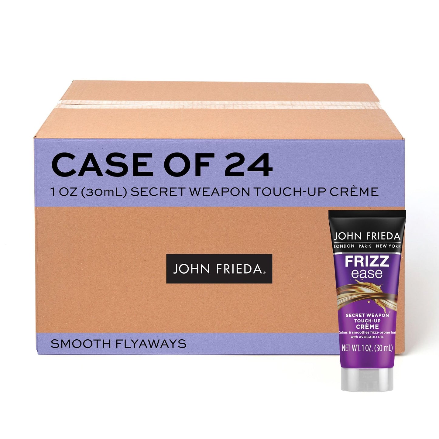 John Frieda Frizz Ease Secret Weapon Touch-Up Crème, Smoothing Cream for Flyaways, Frizz-Free & Split Ends, Infused with Avocado Oil to Seal in Moisture and Eliminate Flyaways, 1 Oz, Pack of 24