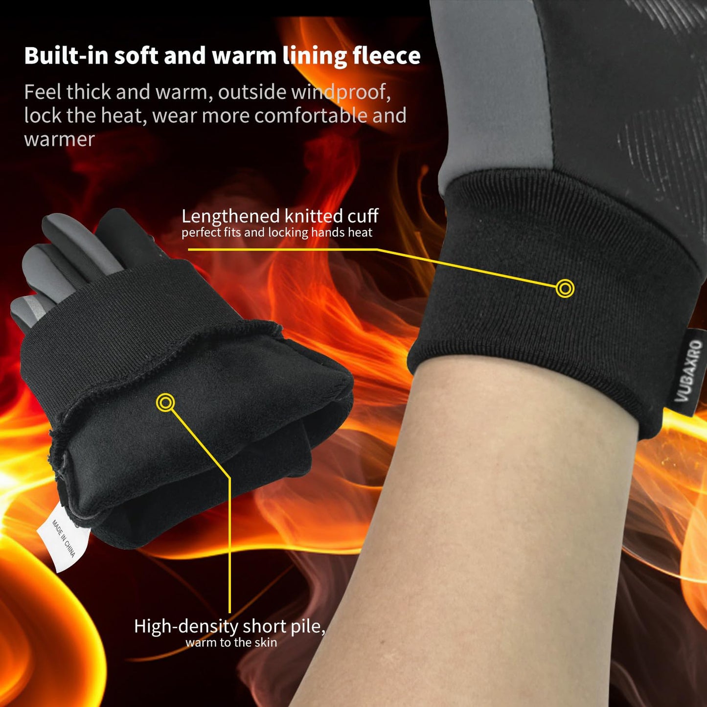 VUBAXRO Winter Gloves for Men Women Warm Gloves Cold Weather Touch Screen Water Resistant Anti-Slip for Running Cycling Bike (X-Large)