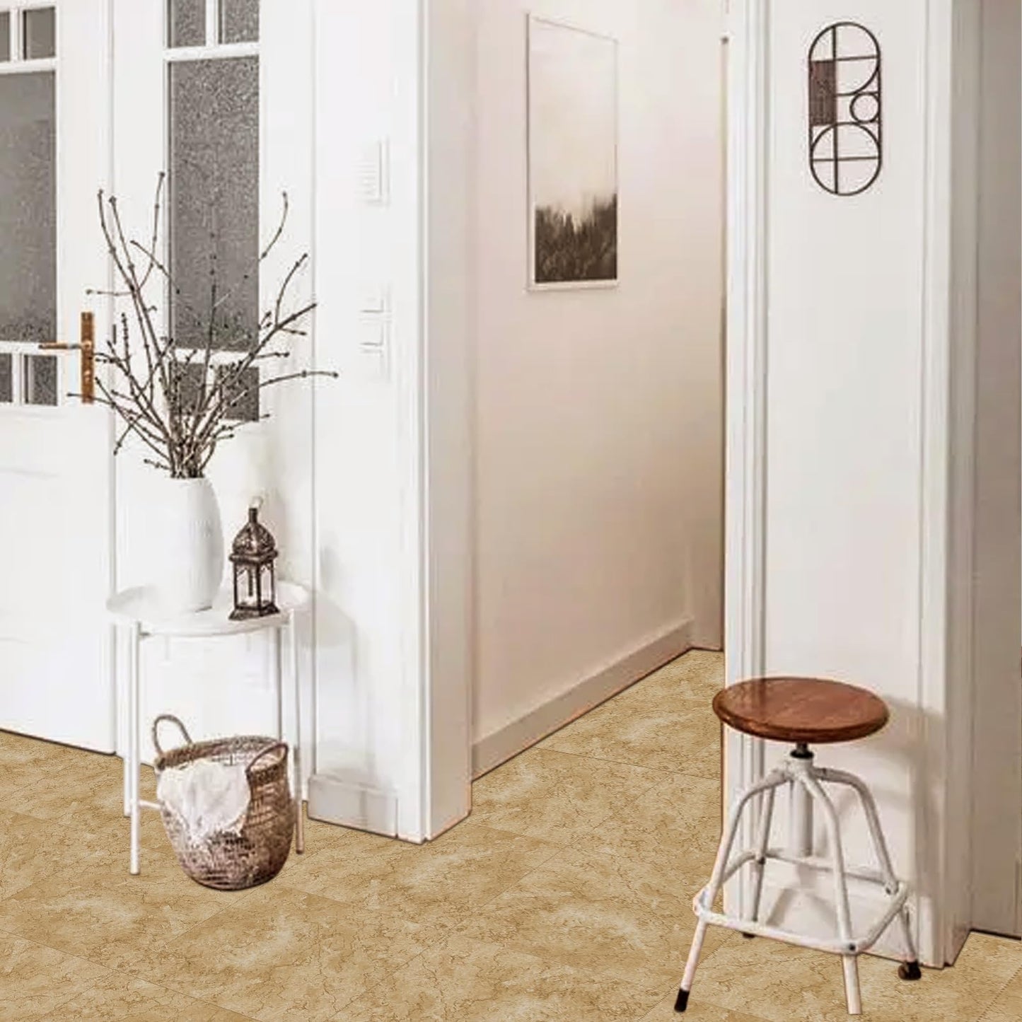 Alow Peel and Stick Floor Tile Yellow, Peel and Stick Flooring Waterproof,Marble Vinyl Flooring for Kitchen、Toilet、Laundry Room and More (12inX12in 10pcs)