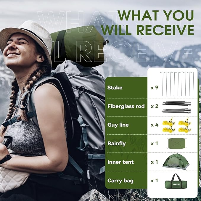 1/2/4 Person Camping Tent - Lightweight Backpacking Tent, Waterproof Windproof Easy Setup Hiking Tent, Suitable for Outdoor, Family, Camping, Hunting, Mountaineering Travel