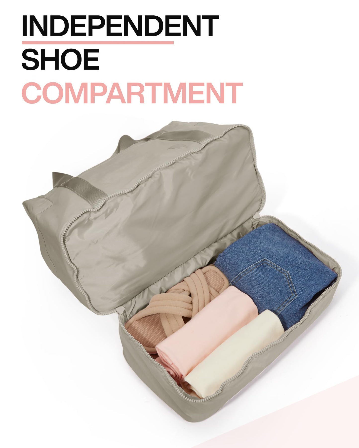 Weekender Bags for Women, BAGSMART Travel Duffel Bags with Shoe Compartment,Personal Item Travel Bag for Airlines, Carry on Overnight Tote Bag with Toiletry Bag (Beige)