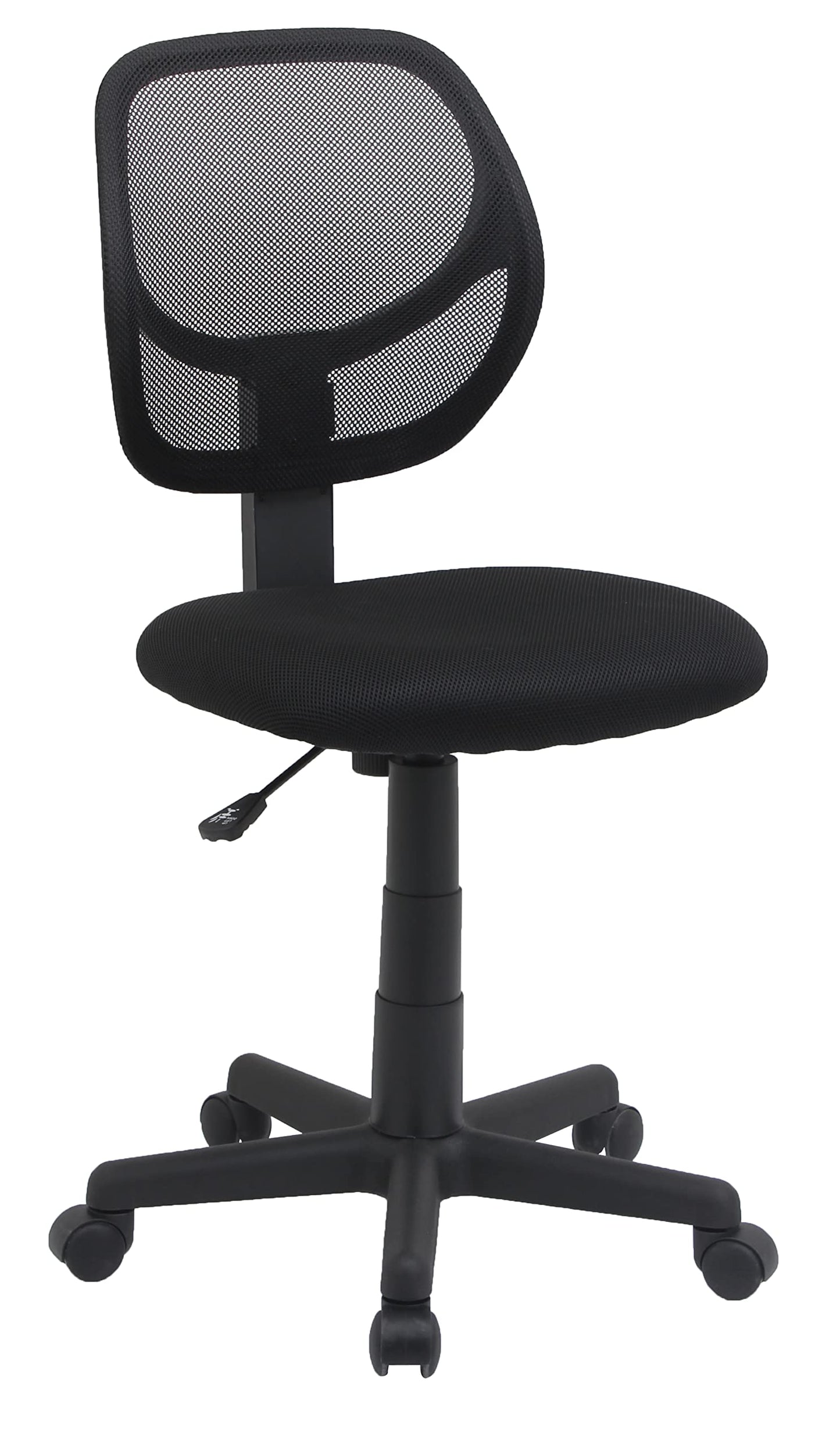 Amazon Basics Rolling Desk Chair, Adjustable, Low Back, Padded Seat, Breathable Mesh, Swivel, Black, 21.25" D x 22.5" W x 38" H