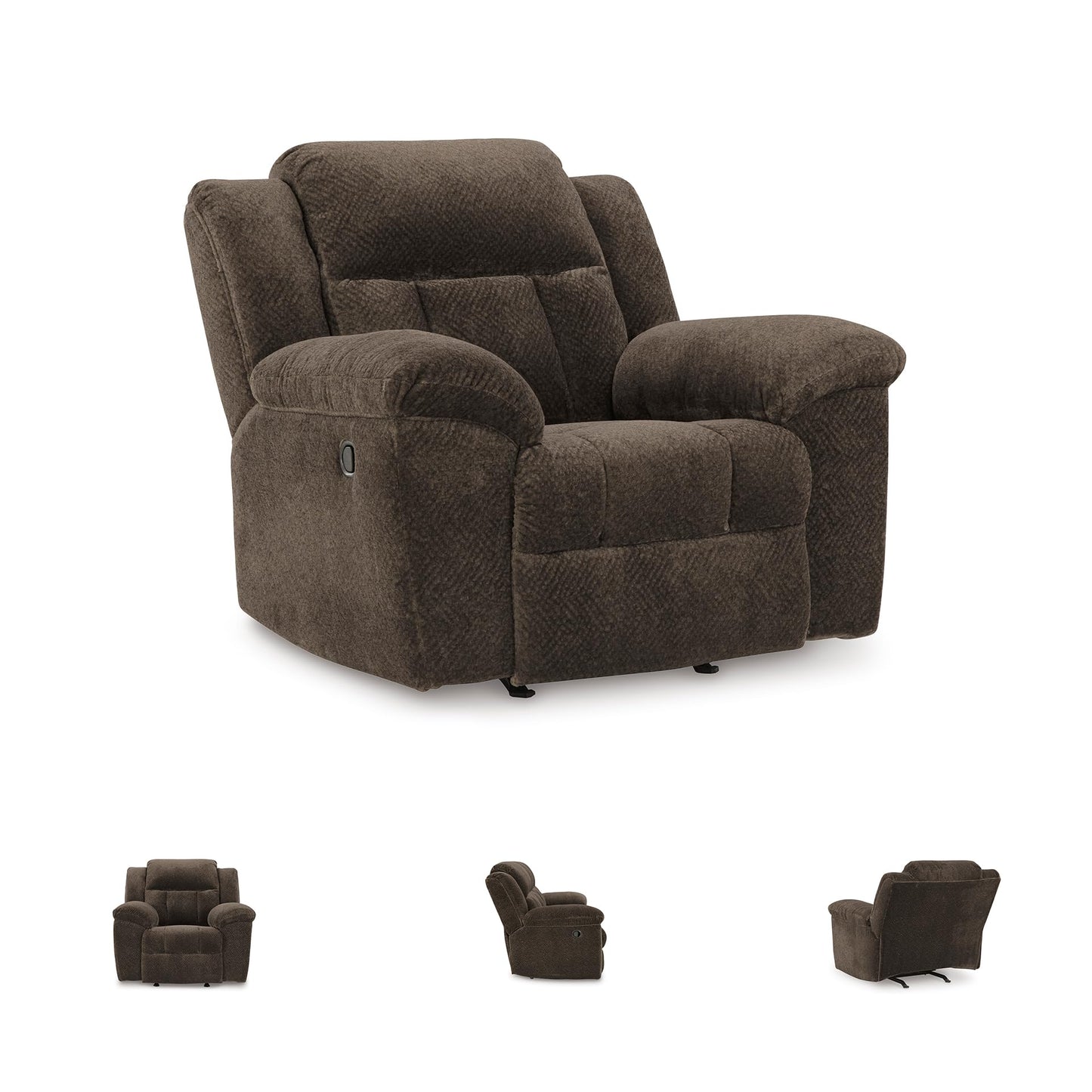 Signature Design by Ashley Frohn Urban Manual Rocker Recliner with Pillow-Top Arms, Dark Brown