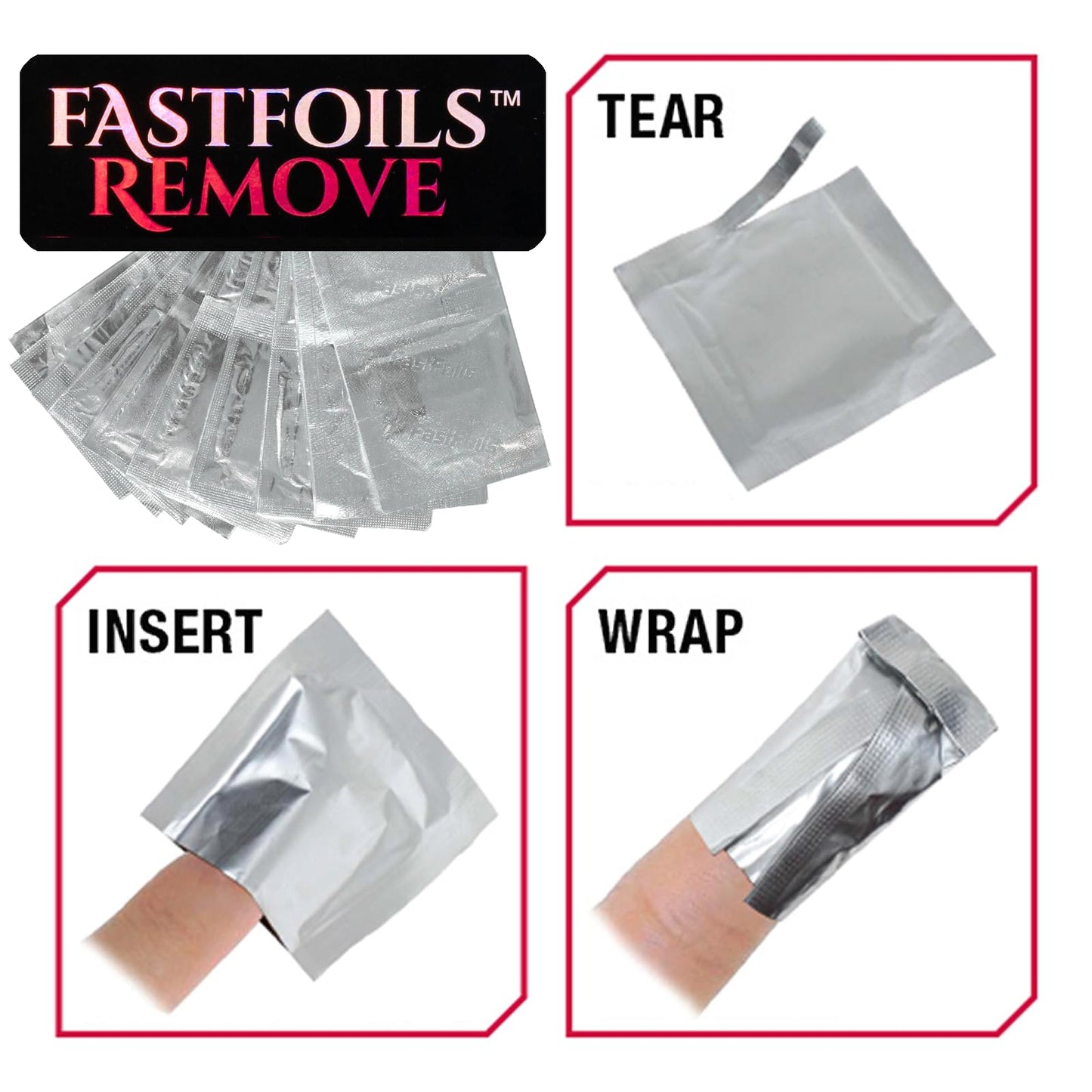 Americanails FastFoils 100 ct, One Step Gel Polish Foil Remover Wraps, All-In-One Foil Remover With Thick Cotton Pad & Pure Acetone, Remove Nail Polish, Gel Polish, Gel Nails, Acrylic Nails, Dip Nails