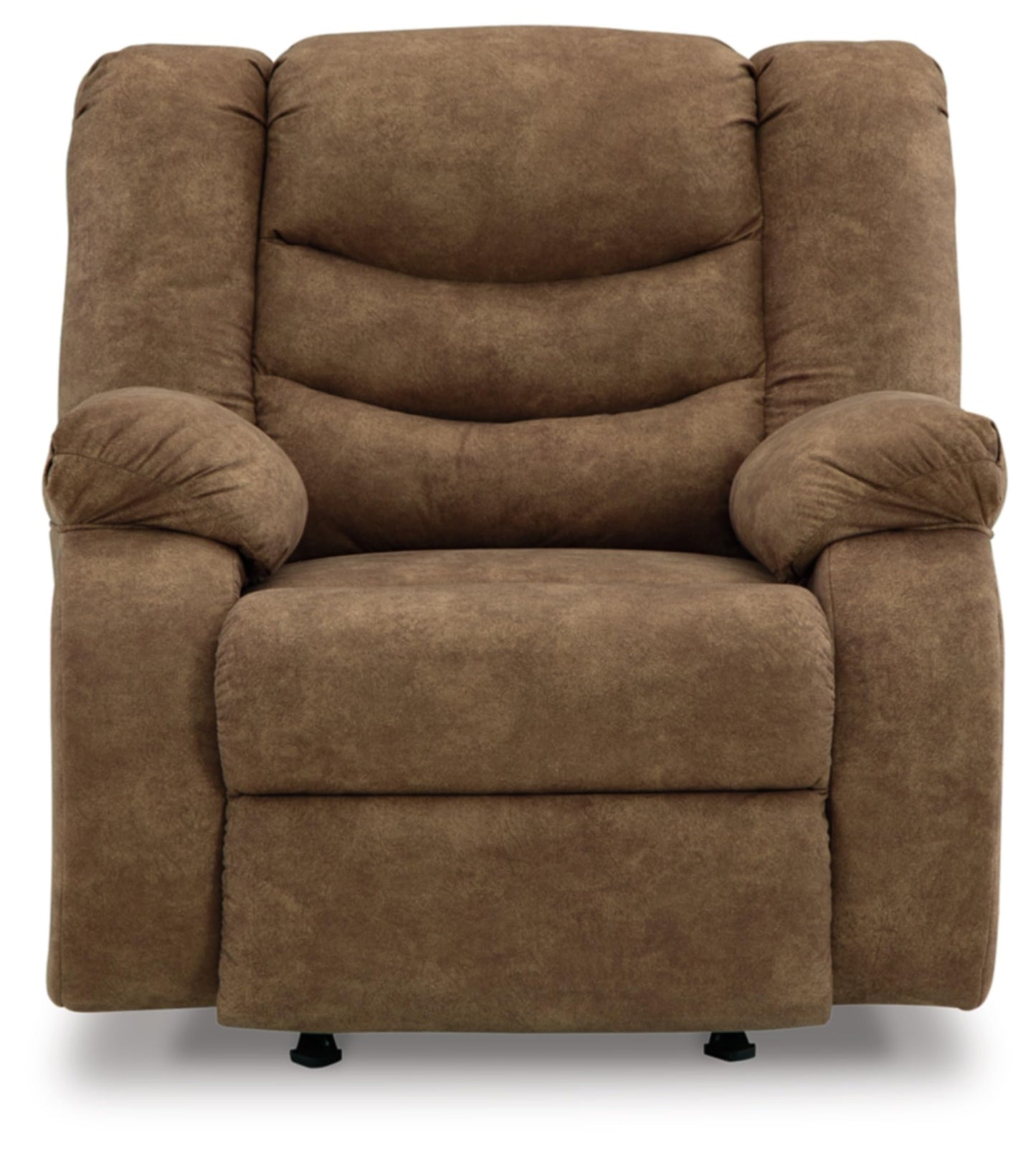 Signature Design by Ashley Partymate Contemporary Faux Leather Manual Rocker Recliner, Dark Brown