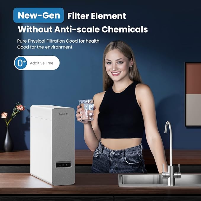 COMFEE' Reverse Osmosis System, 1000 GPD, 3:1 Pure to Drain, Tankless RO System, Under Sink Water Filter System, Smart LED Faucet, TDS Reduction, Automatic Flushing, USA Tech Support