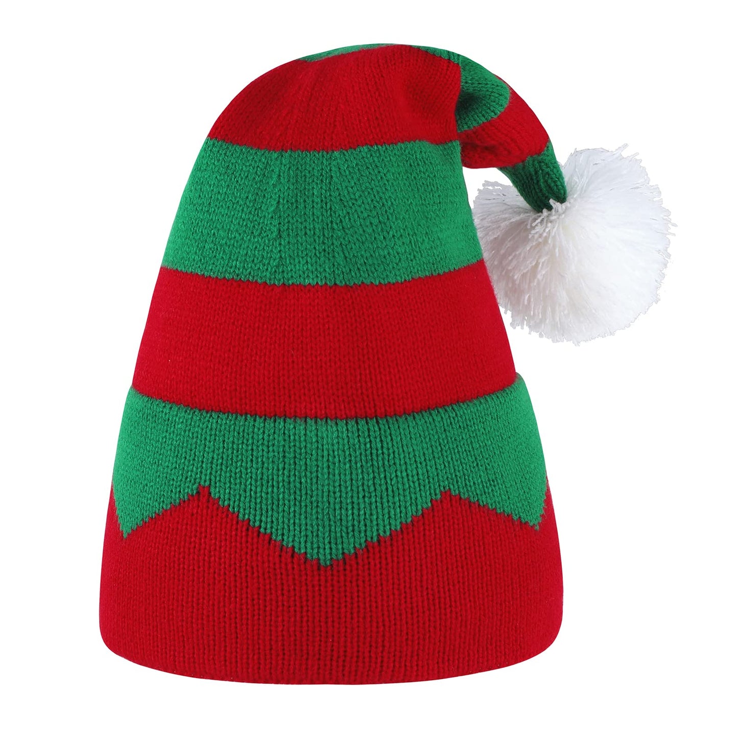 American Trends Santa Hat Adult Christmas Beanie Elf Hat Slouchy Winter Knit Xmas Skull Cap for Women Men Xmas Holiday Party Stripe 2