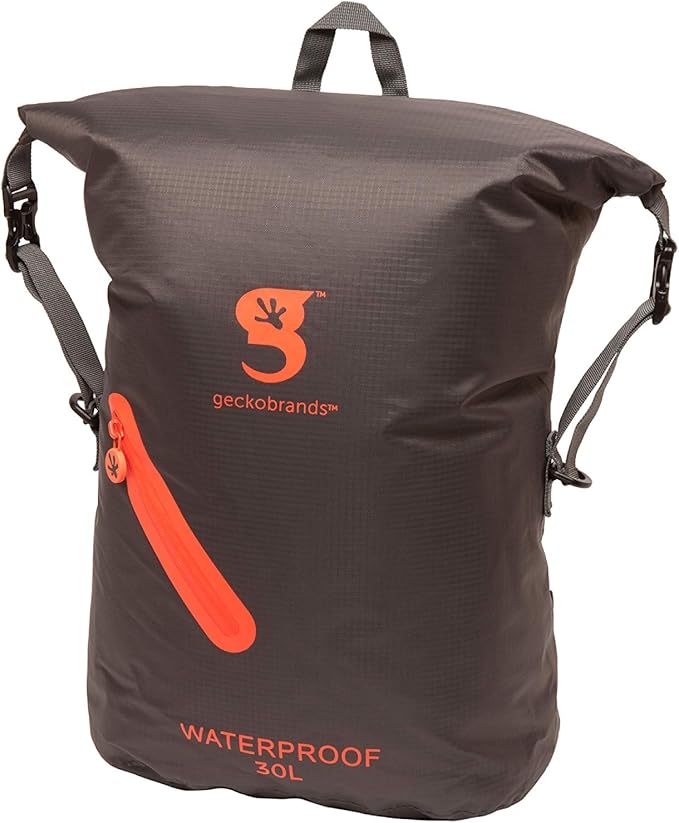 geckobrands Lightweight 30L Waterproof Backpack - Lightweight Watertight Outdoor Bag Hiking Traveling Light Water Activities