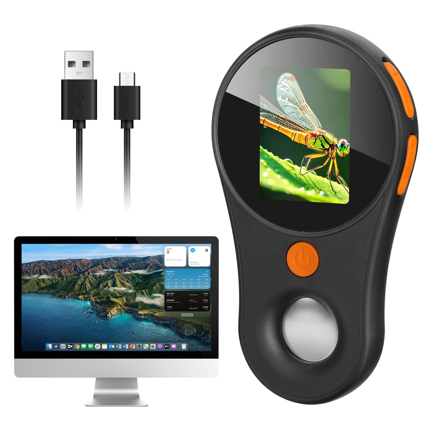 Macro Digital Microscope Fixed Focus, Portable Handheld Digital Microscope with 2.0inch IPS Color Screen 500x Magnification 200w Pixel USB Microscope with 8LED Lights Compatible with Windows Mac OS