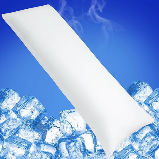 Cooling Body Pillow Case for Hot Sleepers - Body Pillow Cover Cooling Double Side Arc-Chill Q-Max>0.5 Cooling Fiber - Breathable Cooling Body Pillow Cover with Zipper (White, 20" x 54")