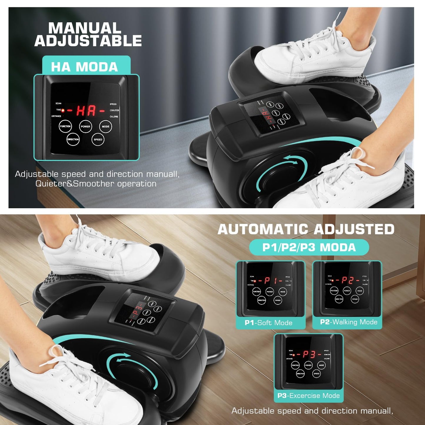ANCHEER Under Desk Elliptical Machine, Electric Seated Pedal Exerciser, Mini Elliptical Machines for Seniors, LCD Display Monitor, Remote Control, Leg Exerciser for Home (Training Blue)