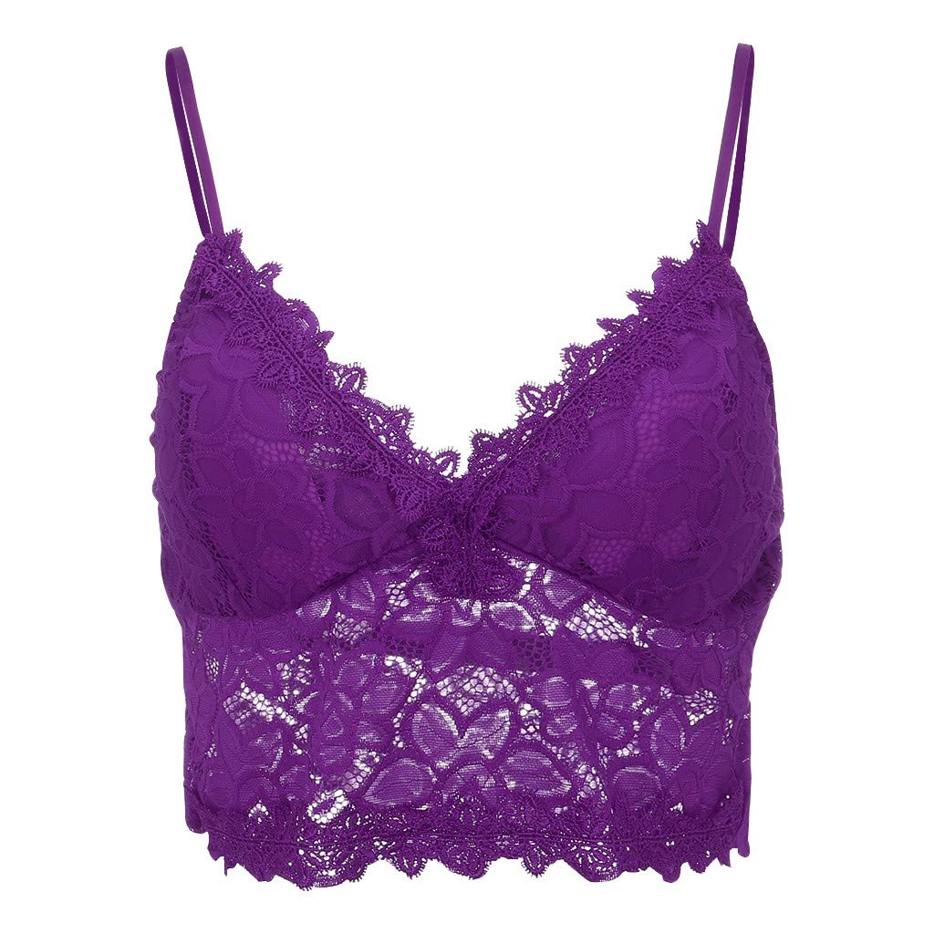 Aniywn Sexy Women Underwear Solid Color Lace Patchwork Vest Crop Wire Free Bra Tank Tops Blouse