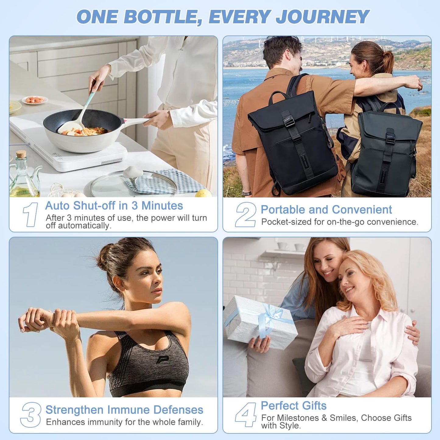 YTYOMUR 2025 New Hydrogen Water Bottle, Rechargeable Hydrogen-Rich Water Generator Machine with SPE PEM Technology,for Home Office Travel Fitness Drinking, Portable, Glass, Stainless Steel, 450ml