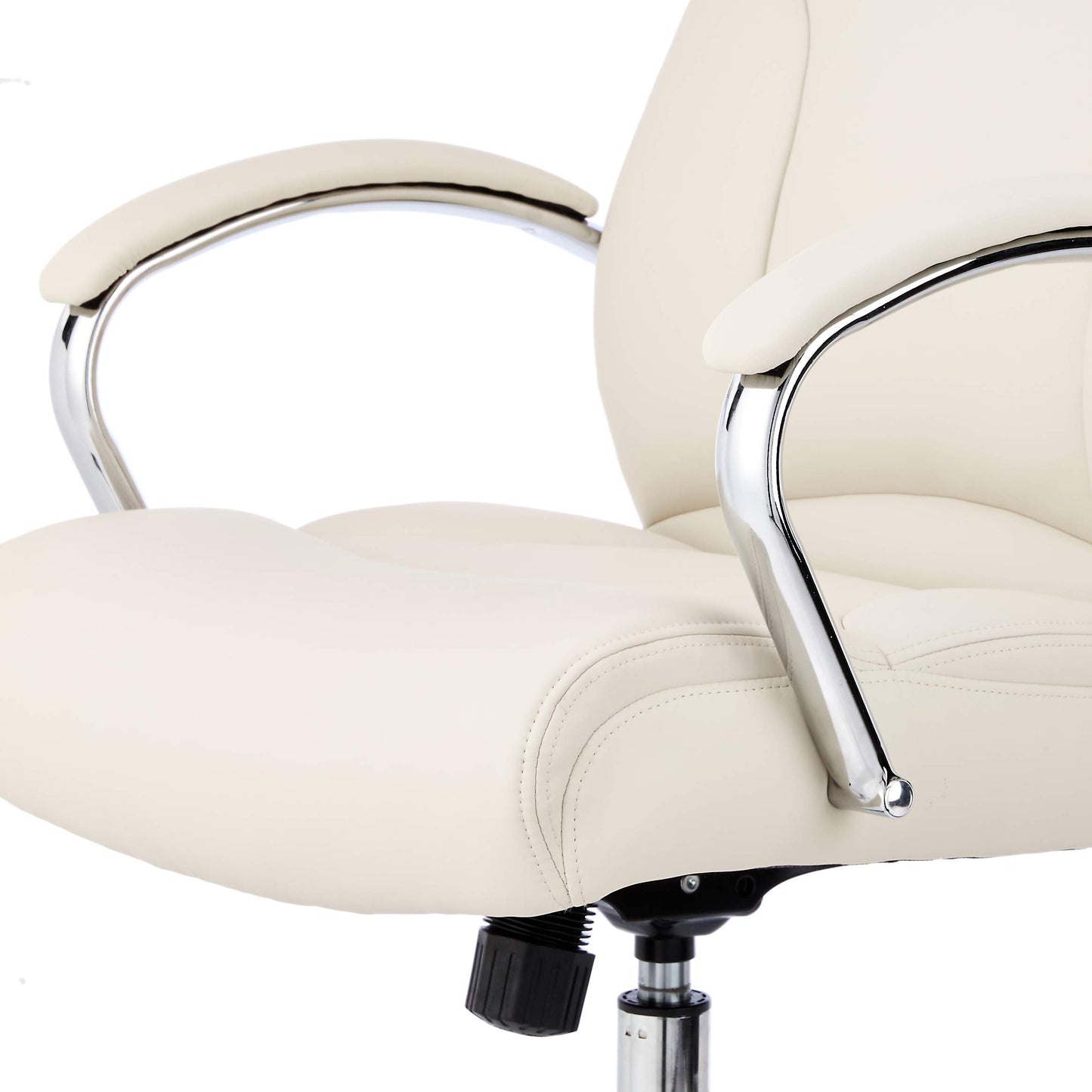 Amazon Basics Executive Desk Chair with Easy Assembly, 275lb Capacity, Oversized Cushion, 29.13"D x 25.2"W x 43.11"H, Ivory Bonded Leather