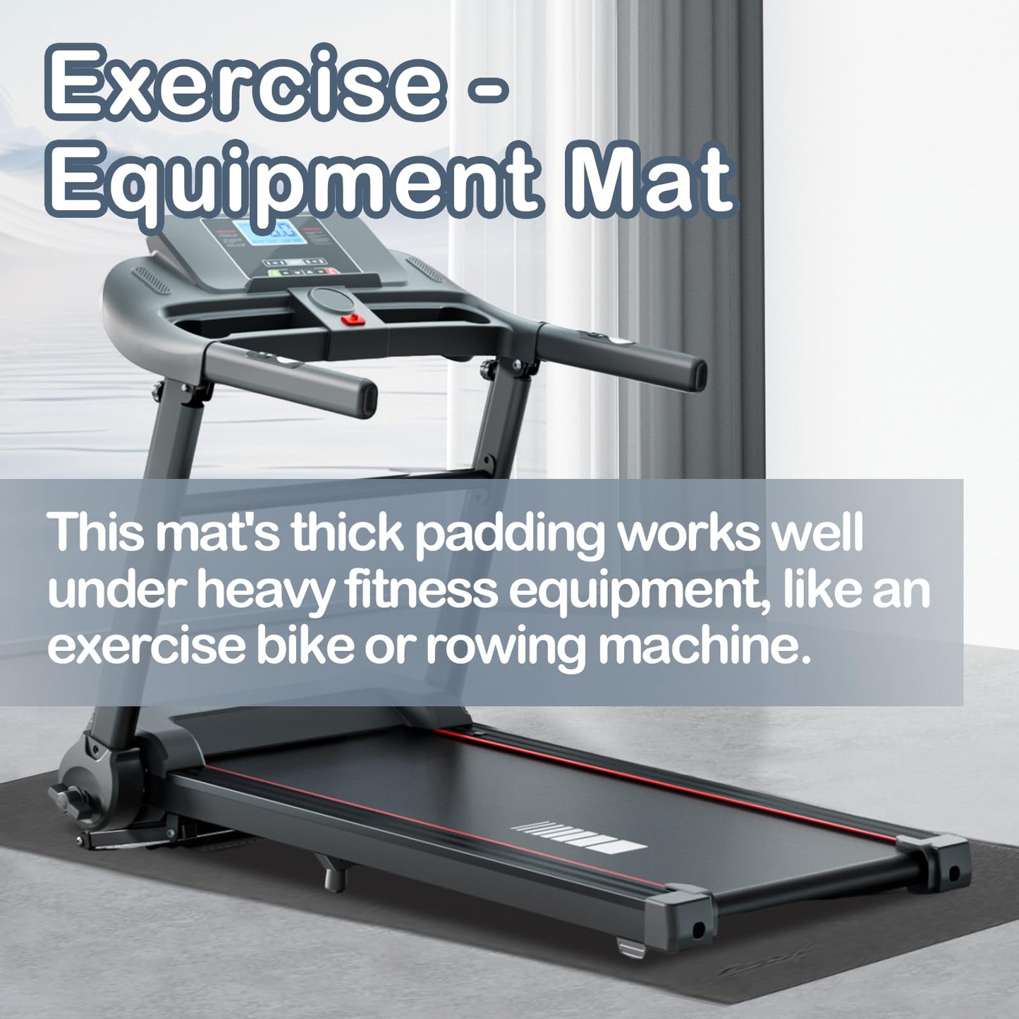 Primero Basics Treadmill Mat for Exercise Equipment – 72" x 48" Rubber Floor Protector Mat for Home Gym, Bike, Rowing Machine – Anti-Slip PVC, Easy to Clean, Workout or Garage Gym Flooring