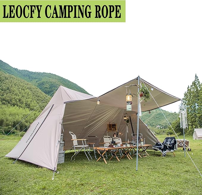 10 Pack 4mm Outdoor Guy Lines Tent Cords Reflective Canopy Wind Rope Lightweight Camping Rope with Aluminum Guylines Adjuster for Tent Tarp, Canopy Shelter, Camping, Hiking, Backpacking Black