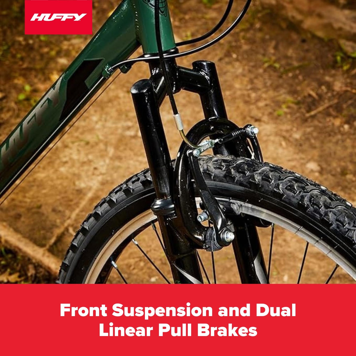 Huffy Hardtail Mountain Trail Bike 24 inch, 26 inch, 27.5 inch, 26 Inch Wheels/17 Inch Frame, Military Green Gloss