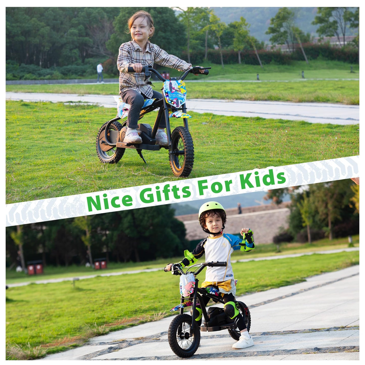 TOBBI Kids Dirt Bike 24V Electric Toddler Motorcycle w/3-Speed Modes, Max Weight 143LBS, Up to 13MPH Off-Road Motor Bike for Children with Dual Brakes, LED Power Display